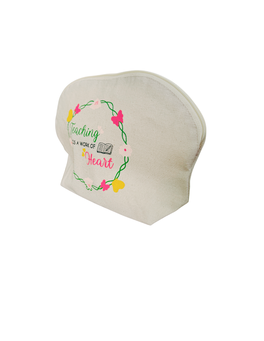 The "Teaching is a work of heart" - Natural Cotton Canvas Tote Bag with Gusset and Pouch - Gift Set